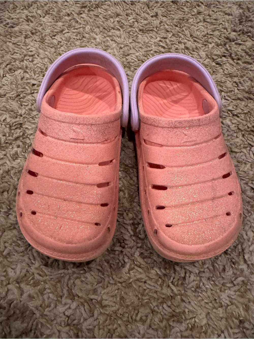 Kids Sparkle Coral Slip-On Sandals with Back Strap